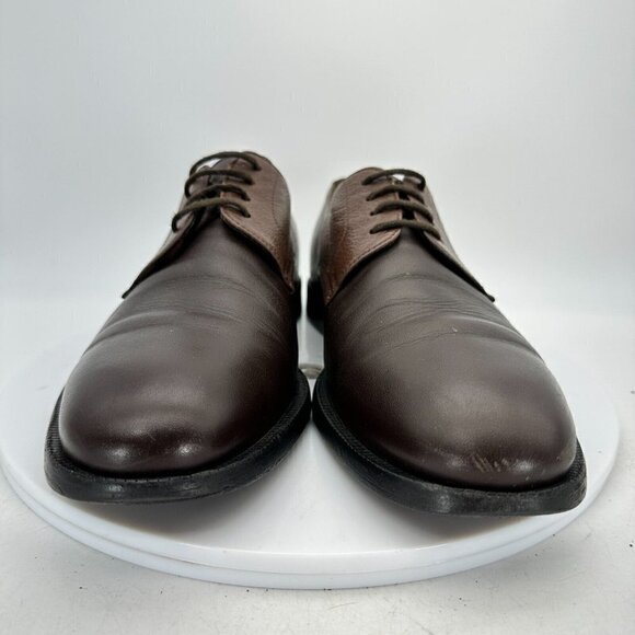 Lanvin Men Size 9 Brown Two Tone Leather Derby Lace Up Plain Toe Dress Shoes - Picture 3 of 14